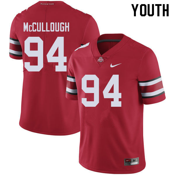 Ohio State Buckeyes Roen McCullough Youth #94 Red Authentic Stitched College Football Jersey